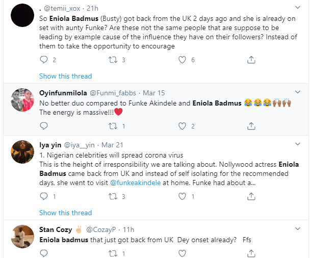 Eniola Badmus called out for not self-isolating after returning from UK