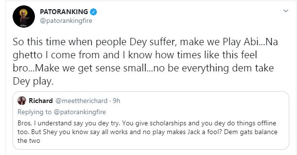 COVID-19: We should be helping people offline, Patoranking tackles colleagues doing giveaways online