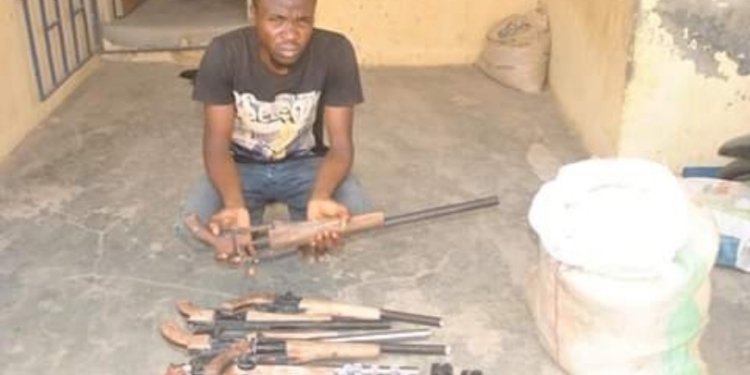 Man arrested with guns concealed in bag of Garri