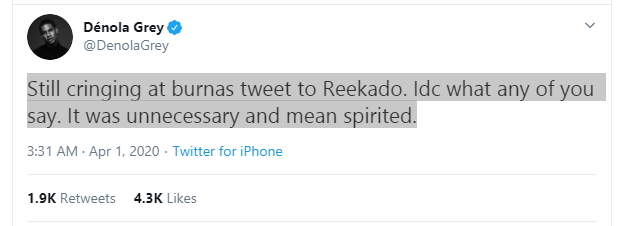 Burna Boy’s tweet to Reekado was mean spirited, Denola Grey