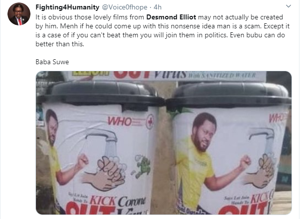 Coronavirus: Actor Desmond Elliot blasted over his 'makeshift cleansing' project