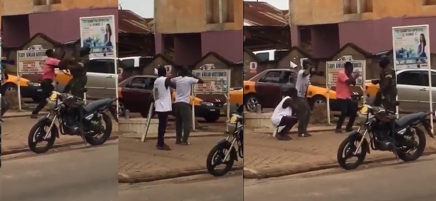 Coronavirus: Video shows moments a man slapped a soldier for punishing him