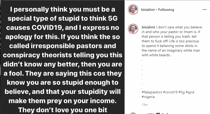 Bisi Alimi reacts after Pastor Chris Oyakhilome linked Coronavirus and 5G network to Antichrist