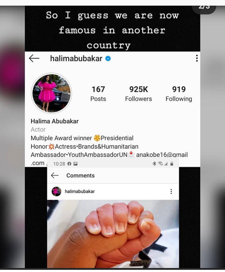 Etinosa Idemudia and Halima Abubakar clash over 'stolen' baby photo