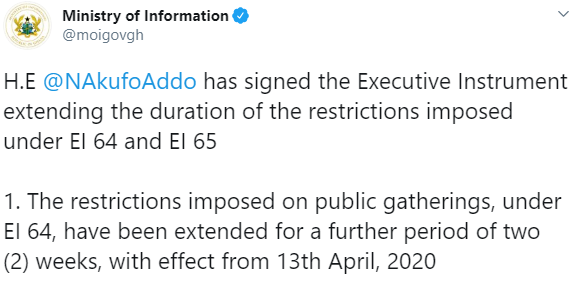 COVID19: Ghana extends lockdown by one week