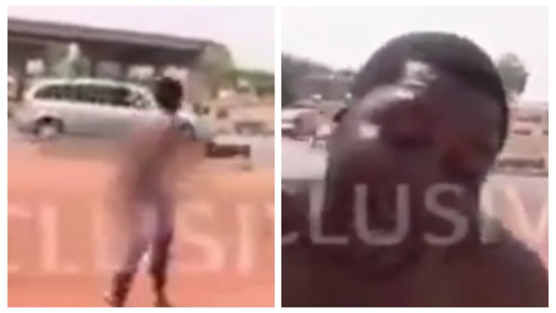 Coronavirus: Taxi driver strips naked after his vehicle was impounded by security operatives in Abuja (VIDEO)