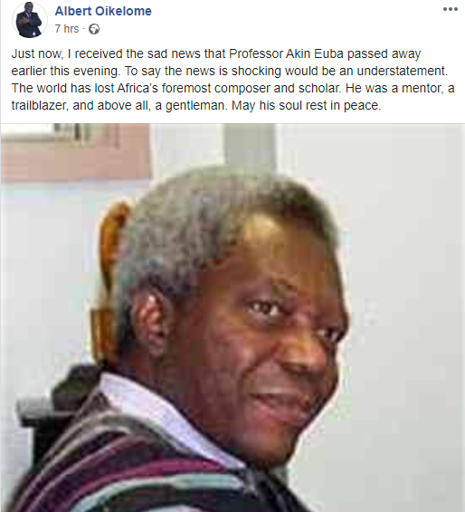 Prolific Nigerian composer, Professor Akin Euba dies at the age of 84