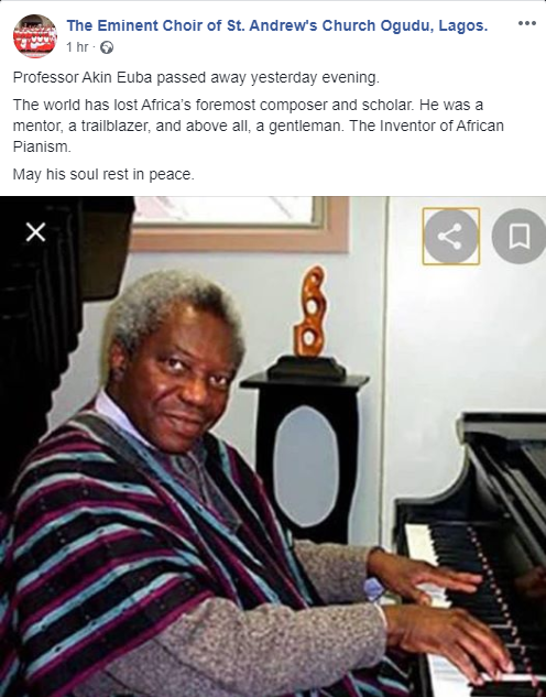 Prolific Nigerian composer, Professor Akin Euba dies at the age of 84