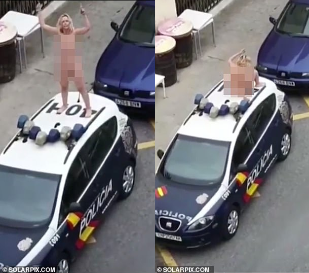 Woman strips naked and jumps on police car after leaving court for breaching lockdown order