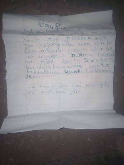 Day-old baby found dumped in Katsina with a note addressed to 'Salisu' (photos)