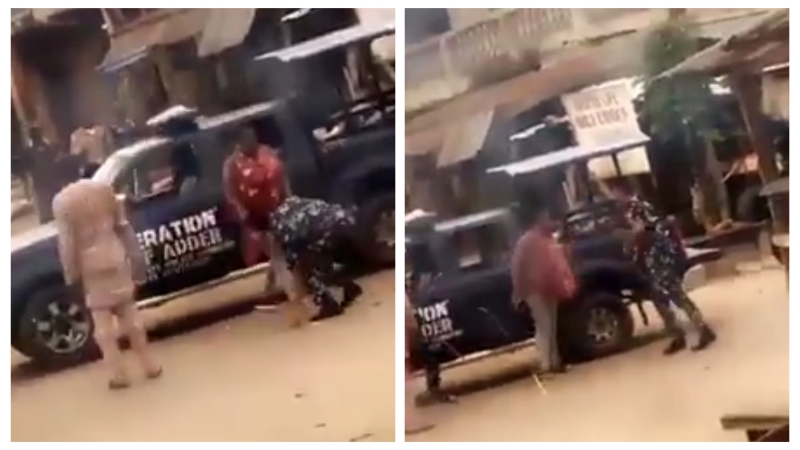 VIDEO: Police officers flog mother of two for allegedly violating Lockdown to buy drugs in Osun