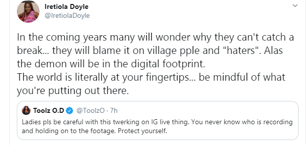 Actress Ireti Doyle reacts to girls masturbating on MC Galaxy and Slimcase's Instalive videos