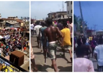 Coronavirus lockdown: Mushin residents march towards Ilupeju to take on One million boys (VIDEOS)