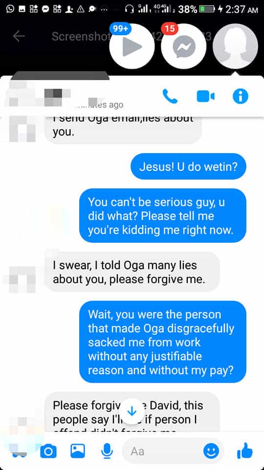Man narrates how a friend he once helped, confessed to making him lose his source of income