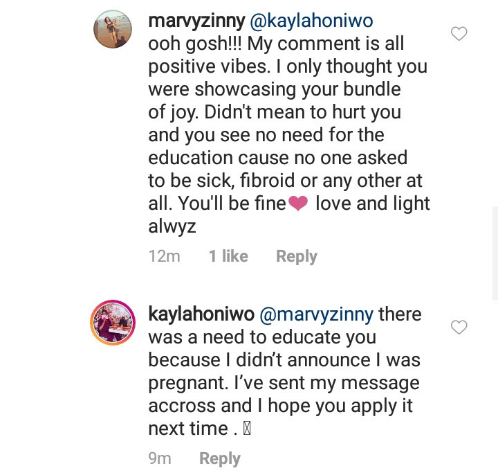 OAP Kaylah Oniwo calls out follower who congratulated her on her "baby bump" as she battles fibroids 