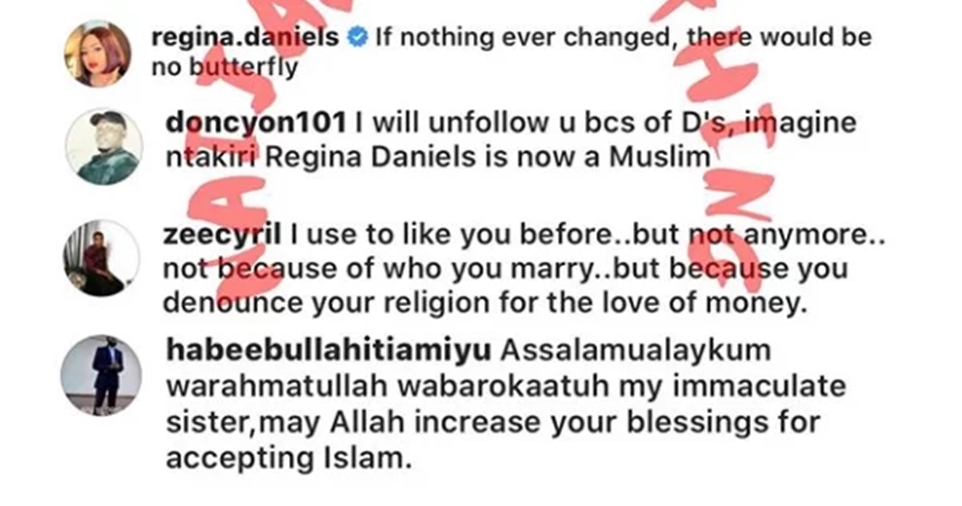 Regina Daniels allegedly dumps Christianity, accept Islam as her religion