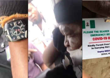 Bribe-seeking police officer damages the car of a COVID-19 responder in Lagos