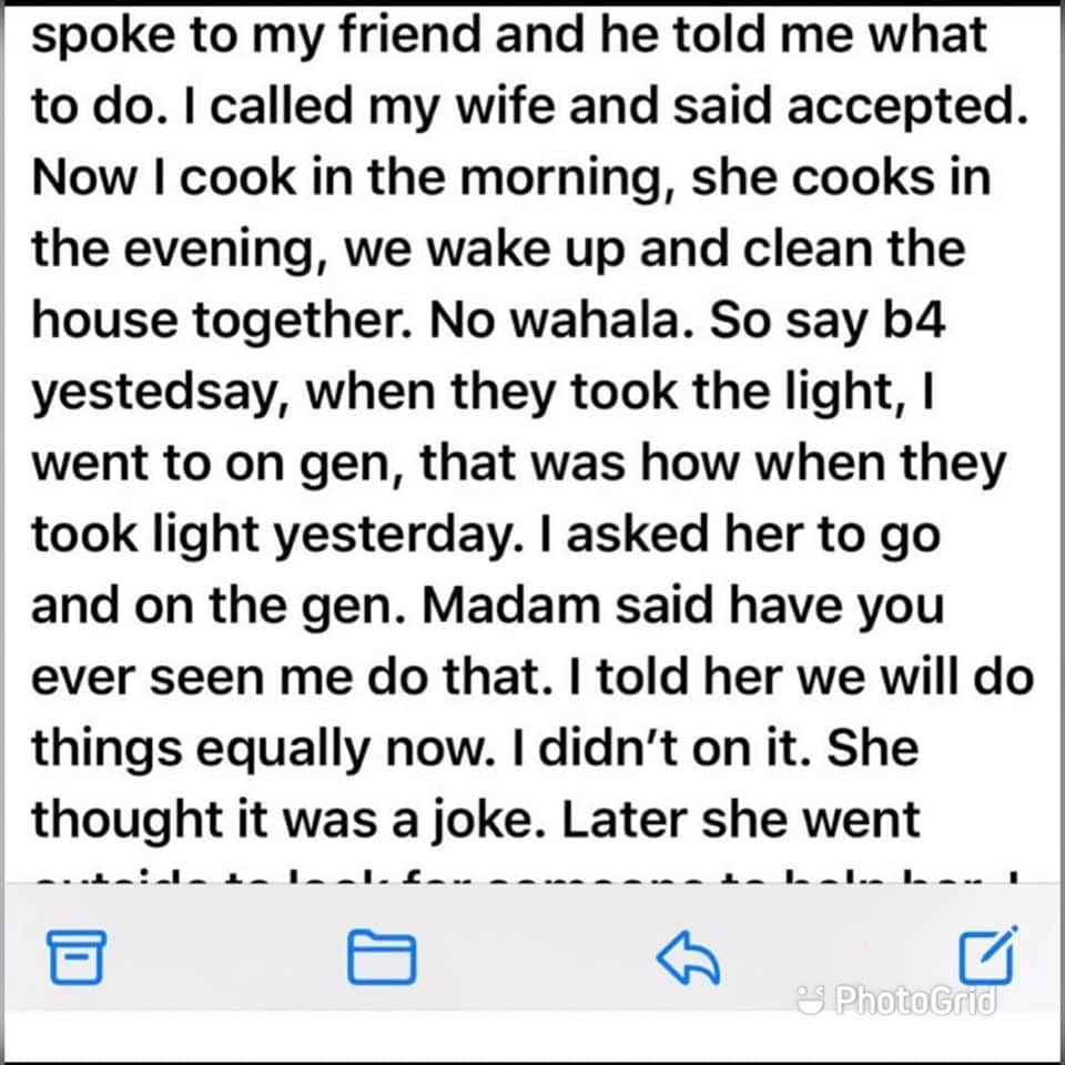 Man narrates how he taught feminist wife bitter lessons by following her rules