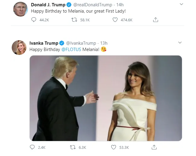 Trump celebrates wife on birthday