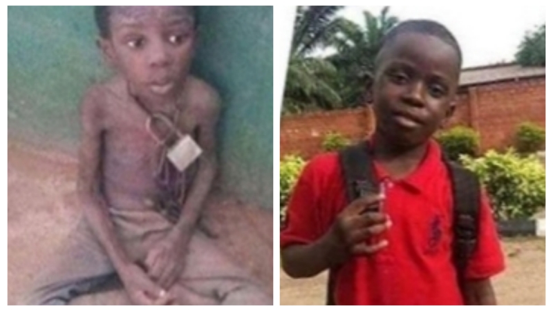 Photo of 9-year-old Ogun boy who was chained and left to die emerges months after Governor's wife adopted him