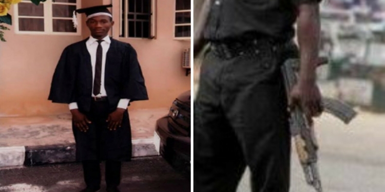 L-R Slain 27-yr-Old Law Student Of Nnamdi Azikiwe University, Police With Rifle