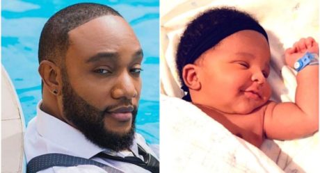 Photo: Musician, Kcee unveils face of his newborn baby