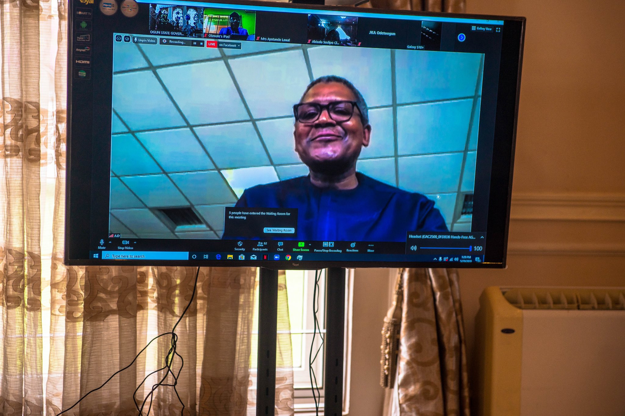 VP Yemi Osinbajo, Dangote, Pastor Adeboye, others attend virtual 60th birthday thanksgiving service of Ogun state governor, Dapo Abiodun (photos)