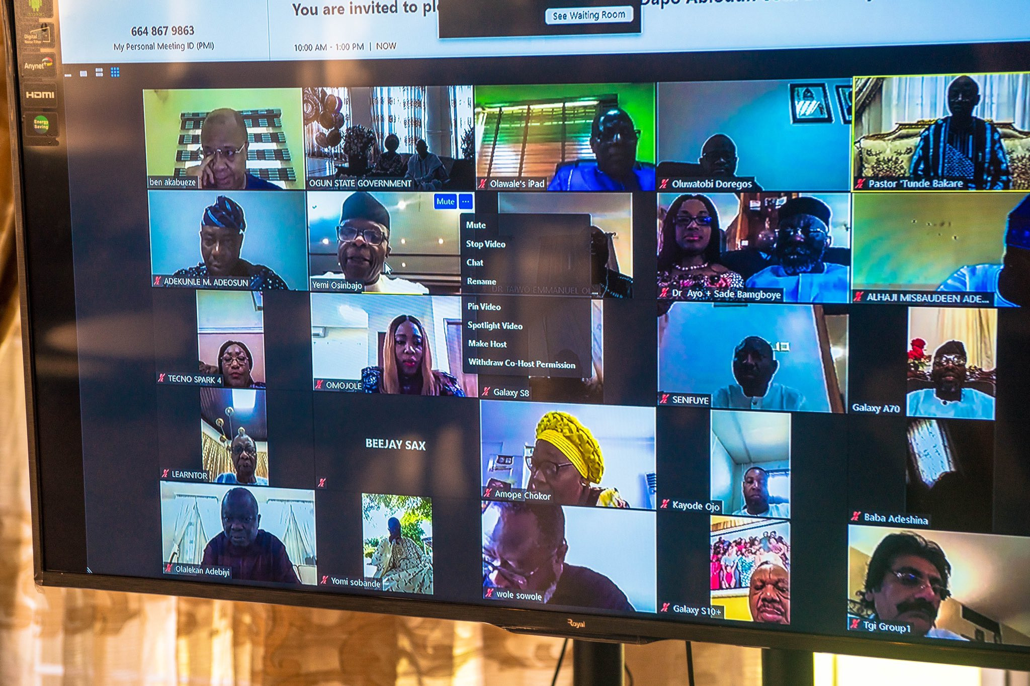 VP Yemi Osinbajo, Dangote, Pastor Adeboye, others attend virtual 60th birthday thanksgiving service of Ogun state governor, Dapo Abiodun (photos)