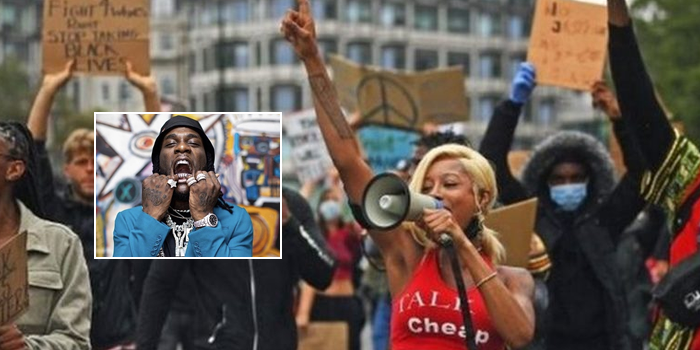 Black Lives Matter: Protesters cool off with Burna Boy’s ‘Ye’ during rallies in UK, Germany (Video)