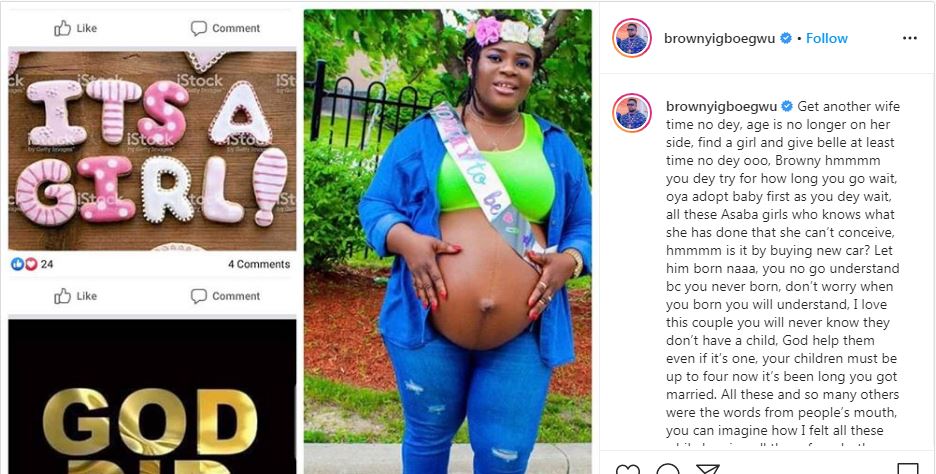 Browny Igboegwu welcomes first child after 10 years of marriage with wife, recounts how people mocked them