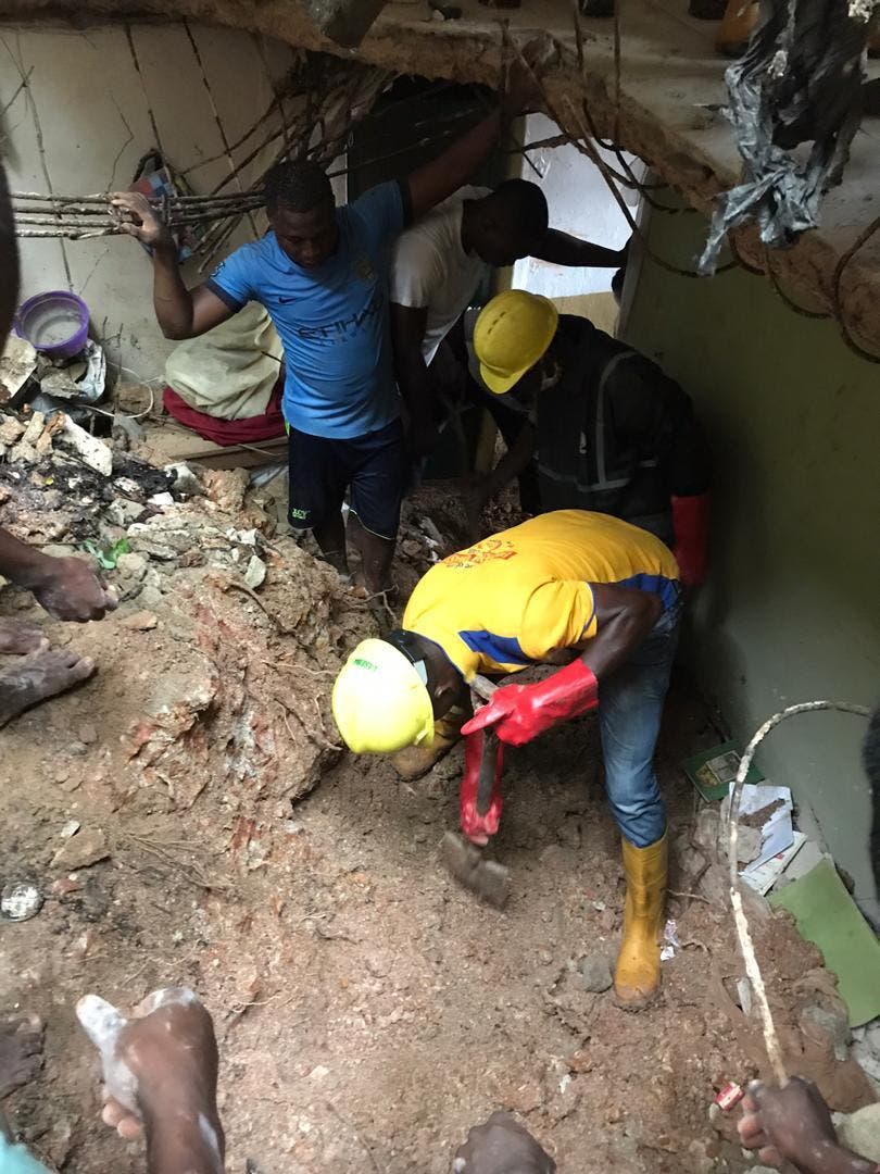 PHOTOS: Two die as storey building collapses in Lagos