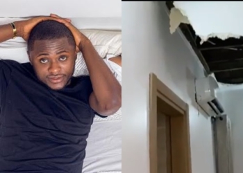 Ubi Franklin shares video showing the damage the heavy downpour in Lagos caused in his home