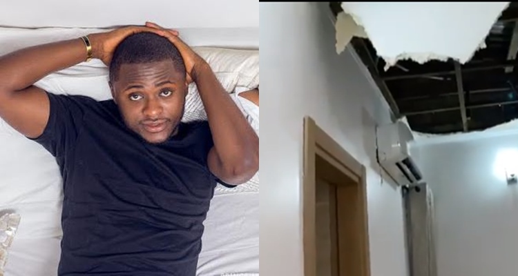 Ubi Franklin shares video showing the damage the heavy downpour in Lagos caused in his home