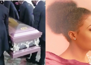 Moment Ibidunni Ighodalo's body was carried in a Silver Chrome Casket  by pallbearers