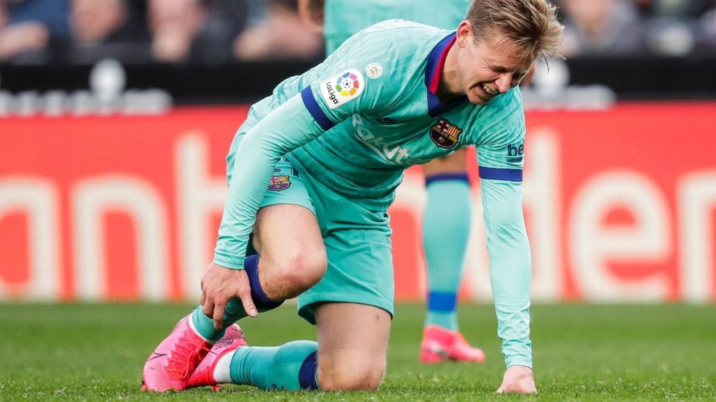 Barcelona’s star, Frenkie De Jong suffers calf injury