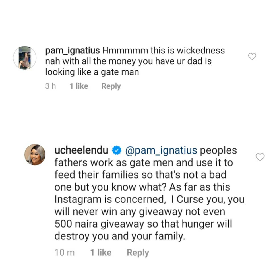 Actress Uche Elendu hits back at IG trolls who mocked her father