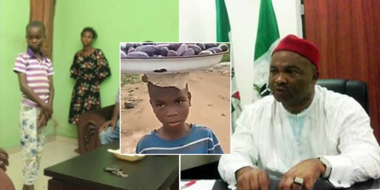 VIDEO: Imo Governor, Uzodinma adopts 9-year-old hawker whose video went viral