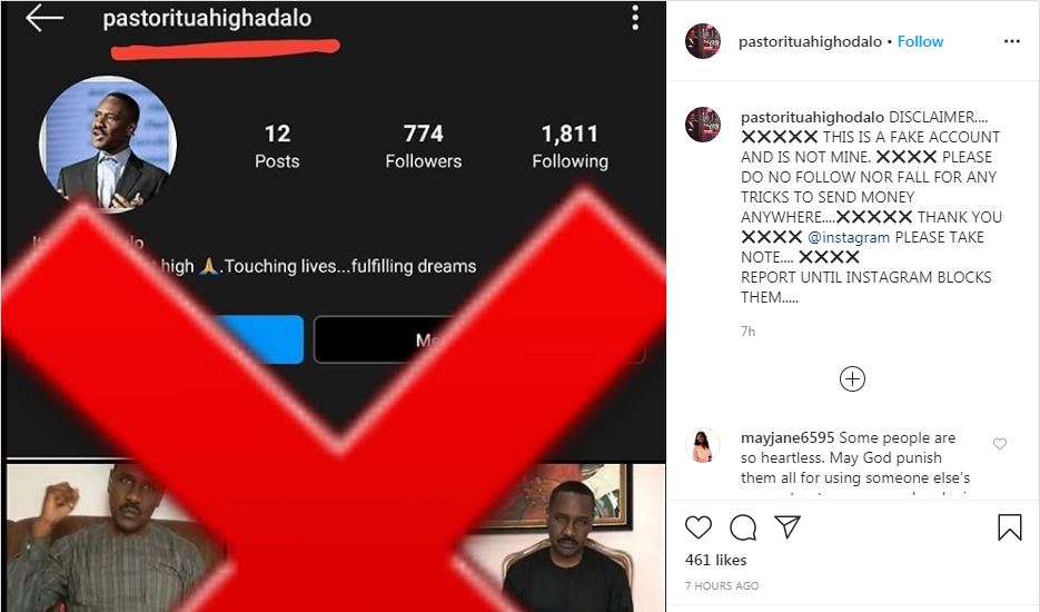 Pastor Ituah Ighodalo disowns fake Instagram account allegedly defrauding fans in his name