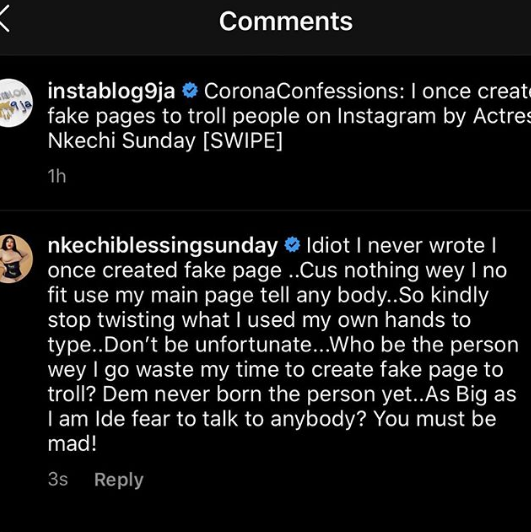'You are mad' - Actress, Nkechi Blessing fights dirty with popular blogger for lying against her