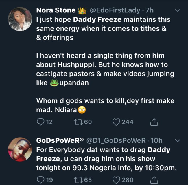 Nigerians blast Daddy Freeze for supporting Hushpuppi