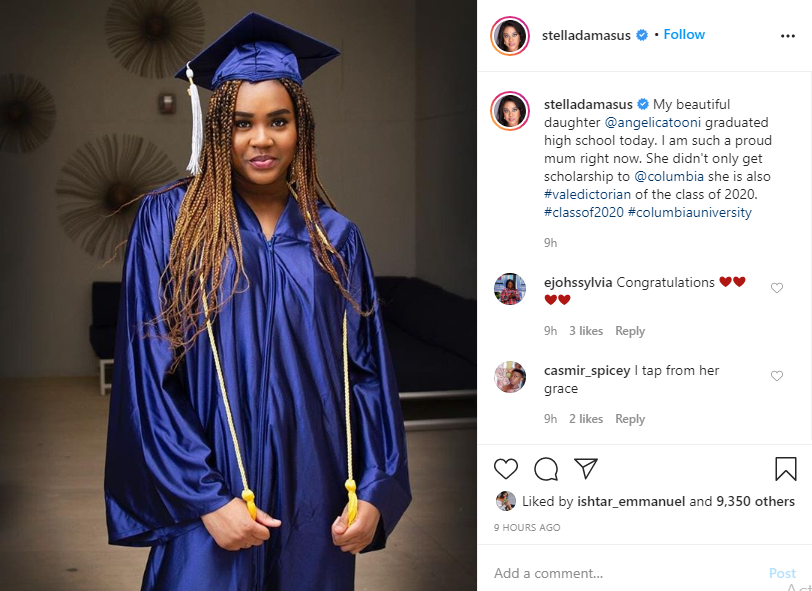 Stella Damasus' daughter bags scholarship, emerges high school's valedictorian