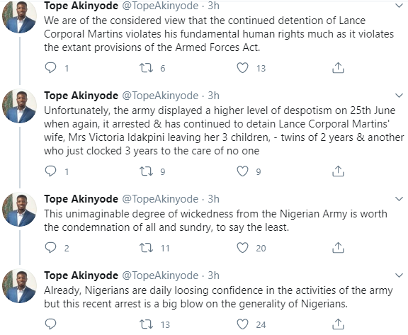 Group drags Nigerian army to court over illegal detention of soldier and his wife for criticising killings and sceurity chiefs
