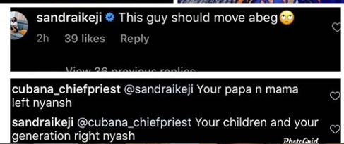 Cubana Chief Priest and Linda Ikeji's sister, Sandra fight dirty, curse each other's family