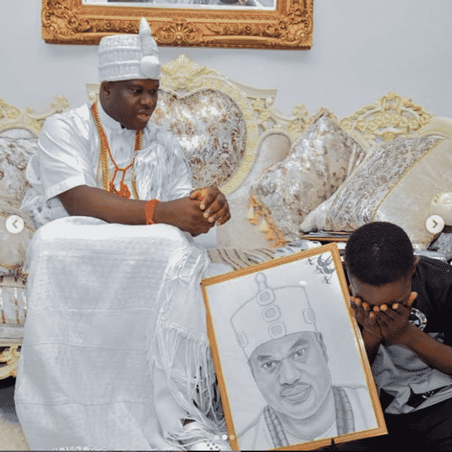 Ooni of Ife adopts and gives scholarship to boy who drew his portrait