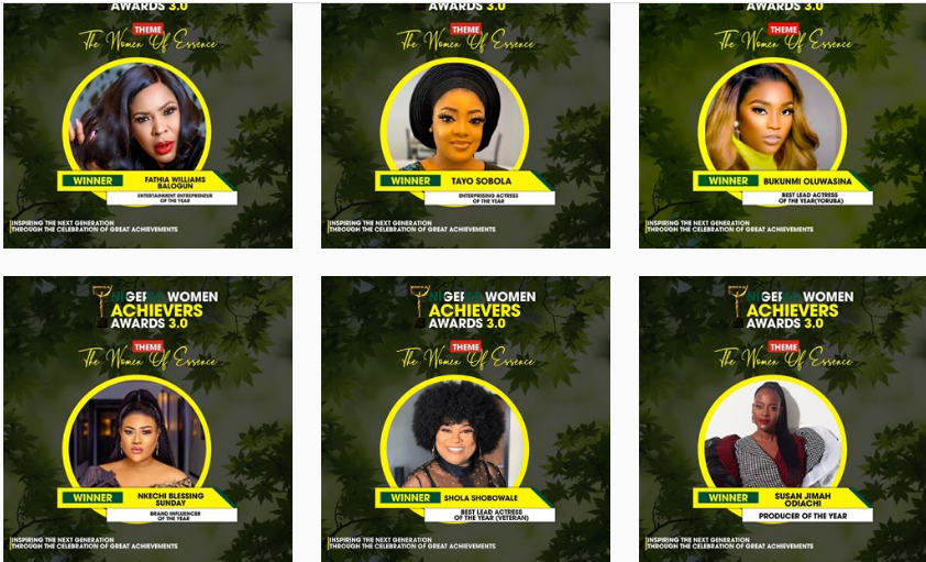 Nollywood actors, Faithia Williams, Sola Sobowale emerge winners at the Nigerian achievers awards