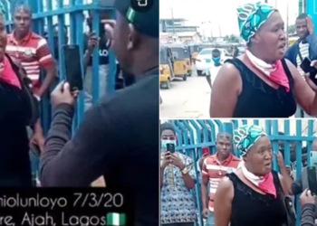 VIDEO: Kemi Olunloyo clashes with SARS officials in Lagos