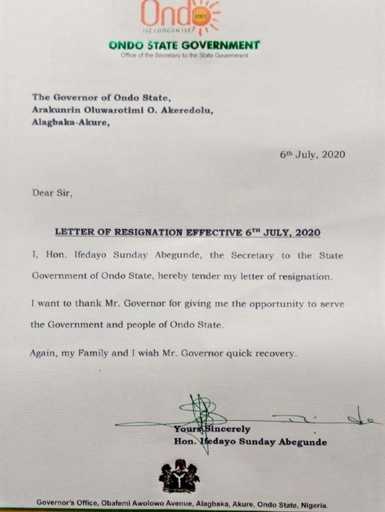 Ondo crisis deepens as SSG, Abegunde tenders resignation letter