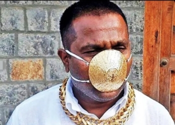 Indian man wears ‘$4,000’ (N1.5m) gold face mask to ward off coronavirus