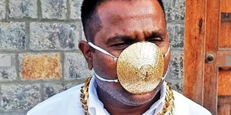 Indian man wears ‘$4,000’ (N1.5m) gold face mask to ward off coronavirus