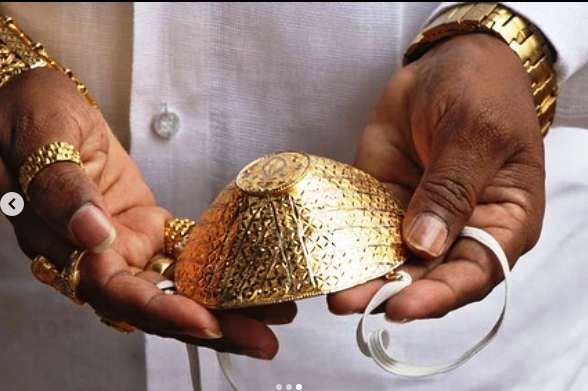 Indian man wears ‘$4,000’ (N1.5m) gold face mask to ward off coronavirus
